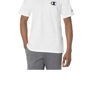Champion Men’s Logo Knit Cotton Lounge Pajama Sleep T-Shirt, White, Small